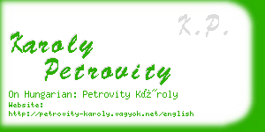 karoly petrovity business card